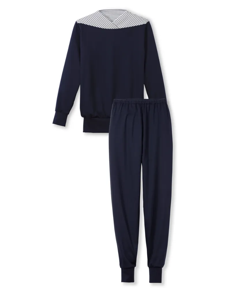 43100 #339 Soulmate Navy Blue 100% Cotton Pajamas Set